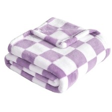 Yurhap Checkered Baby Blanket Fleece Blankets for Girls, 30"x40", Purple