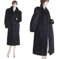 Mint Black Beauty Very Long  Slim Real Mink Fur Coat