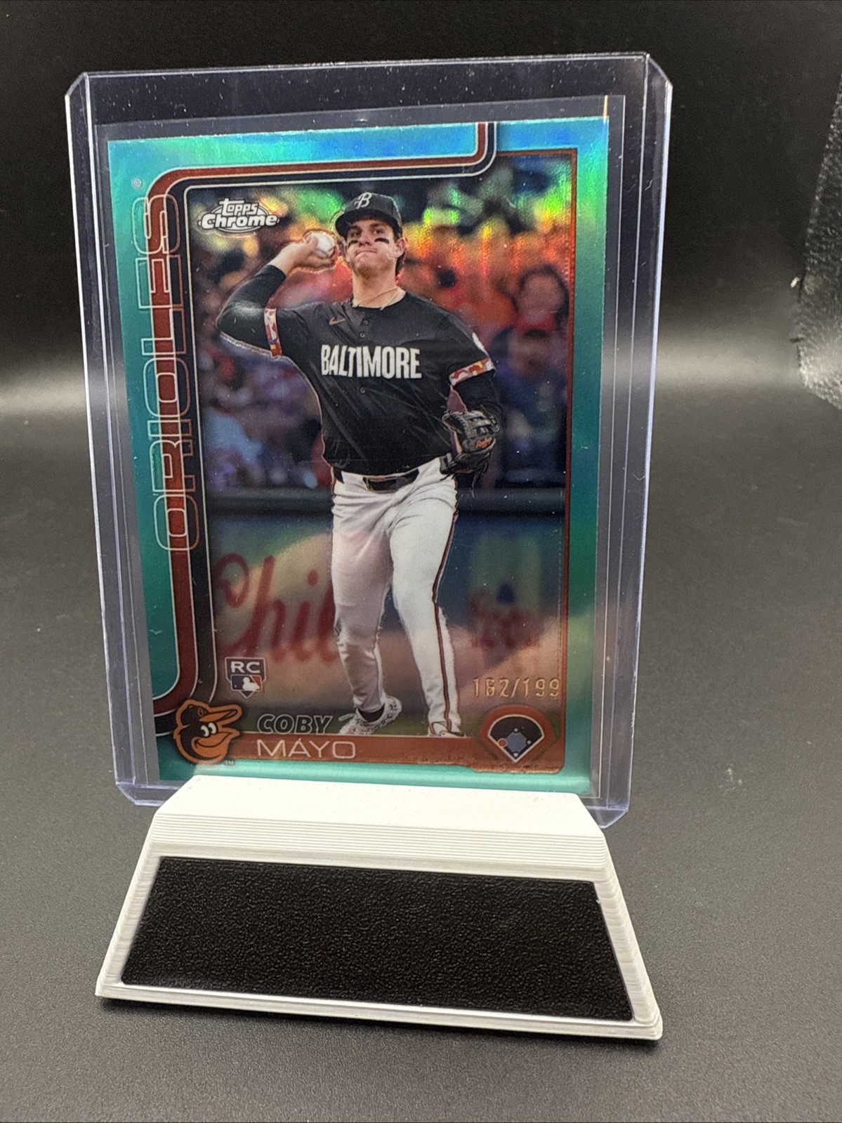 2025 Topps Chrome Coby Mayo #120 True Aqua Refractor #’d/199 (RC)