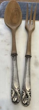 Sterling Silver and Wood Fork And Spoon Salad Server