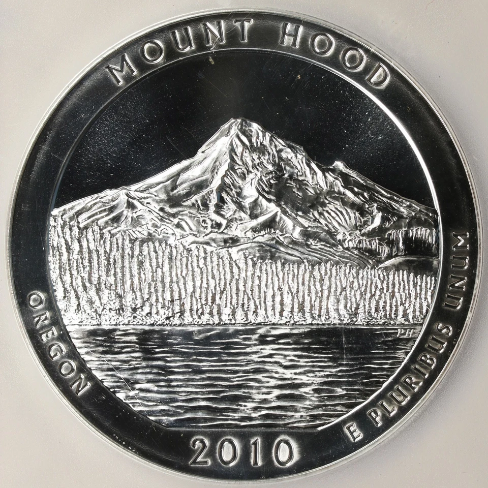 2010 Mount Hood NP ATB 5 oz Silver Quarter 25c PCGS Gem BU First Strike - Image 3 of 4