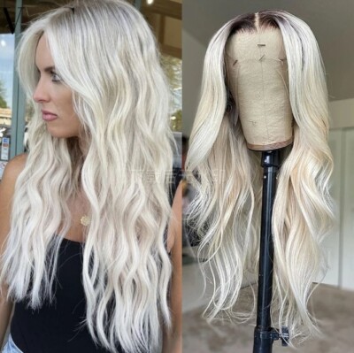 13x4 Body Wave Lace Front Wig Platinum Blonde Ombre 100  display picture 2