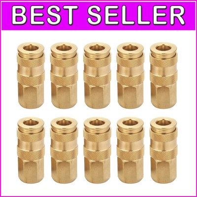 Quick Connect High Flow Coupler Set - 10 Solid Brass 1/4 Inch NPT Pieces