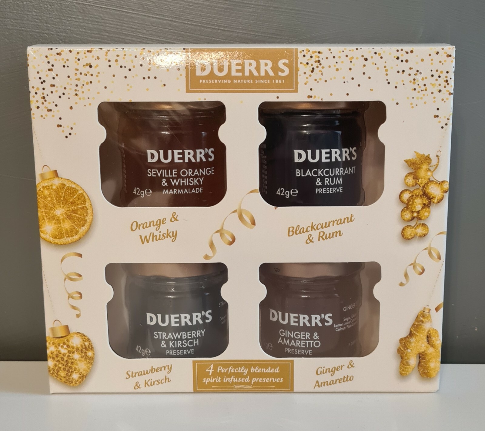 Duerr's SpiritInfused Jam Preserve Gift Set 4 Mini Jars Vegan