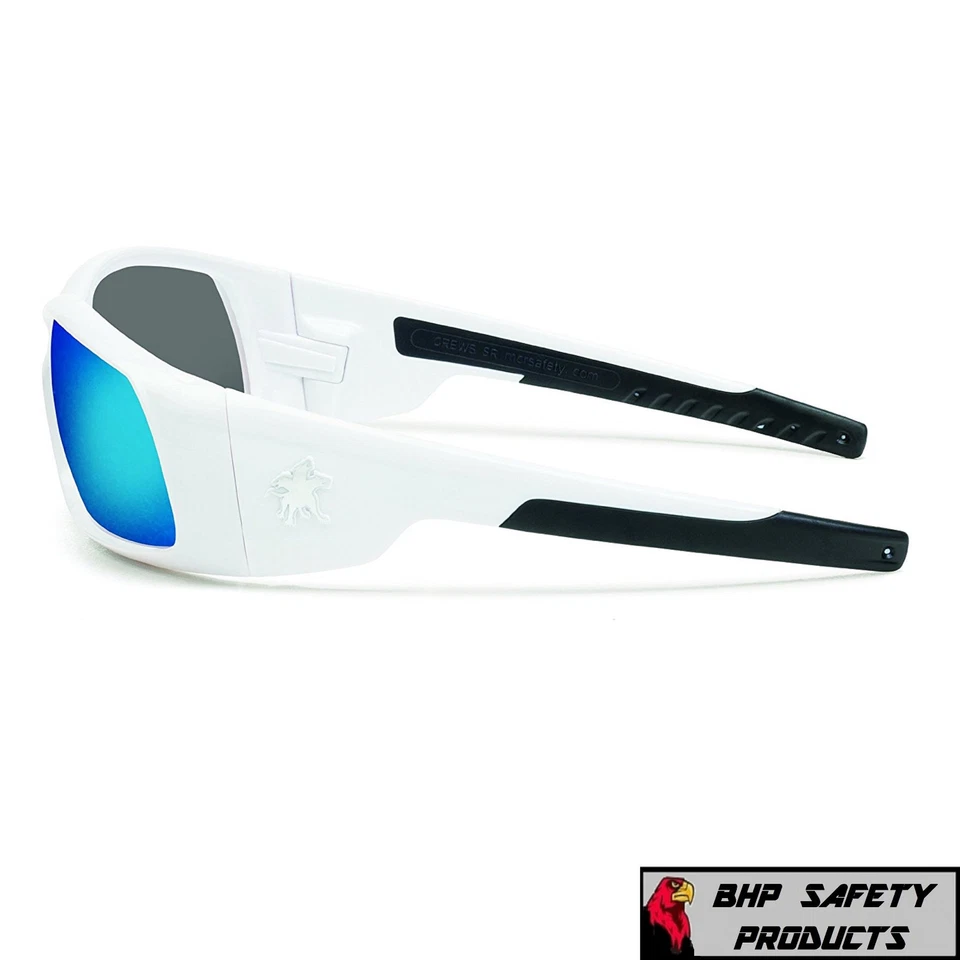 GAFAS DE SEGURIDAD MCR CREWS SWAGGER SR128B MARCO BLANCO/LENTE ESPEJO AZUL GAFAS DE SOL Foto 3 de 3