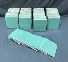 VTG Wenczel Lot 100 Jadeite Lite Green Ceramic Bathroom Tiles 4" Sq Old 603-25B