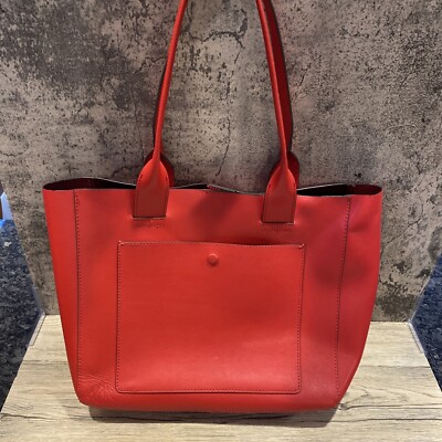 Banana Republic Tote Leather Large East West Tote Bag Red | eBay