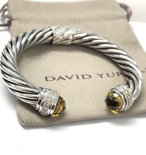 David Yurman klassisches Armband Sterlingsilber mit Zitronen-Citrin Diamant 10 mm M