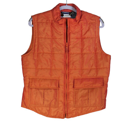 Catalina Quilted Puffer Vest Womens Size S Flap Pockets Full Zip Pockets Orange