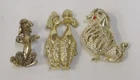 Lot of 3 Vintage Gold-Tone Poodle Dog Costume Jewelry Pins Brooches