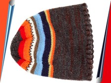Striped Multicoloured Wool Hat, Size S, Head Circumference Approx 44cm to 50cm