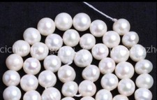 Natural 7-8mm White Freshwater Cultured Pearl Nearly Round Loose Beads 13"