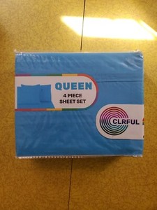 Sam Salem & Son CLRFUL 4pc Blue Queen Bed Sheet Set Brand New Microfiber 