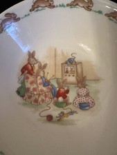 BunnyKins Royal Doulton Bunny Bowl TV Time 6"