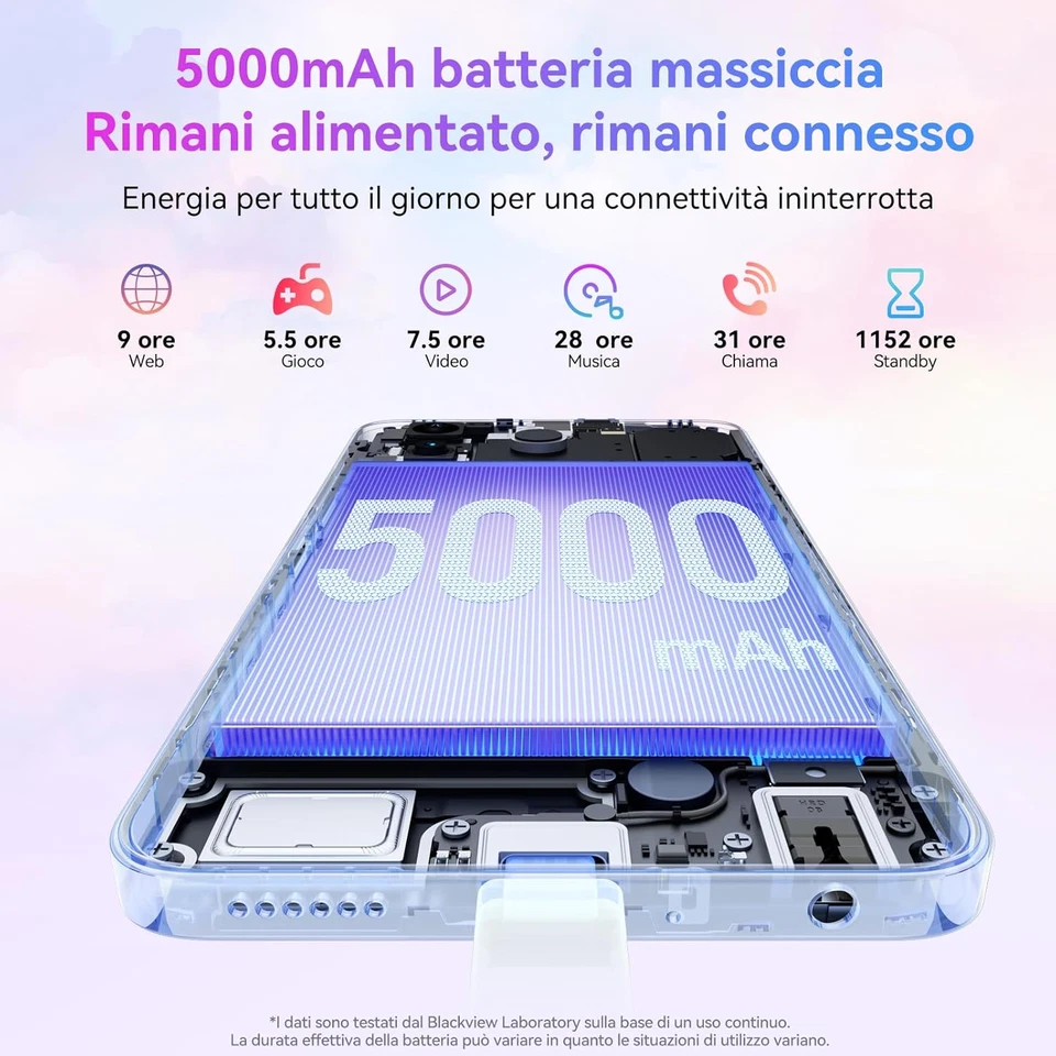 WAVE8C Smartphone 2025, 6GB+64GB/2TB Telefono Android 14, 6.56" Hd+/60Hz, 5000Ma - Immagine 4 di 4