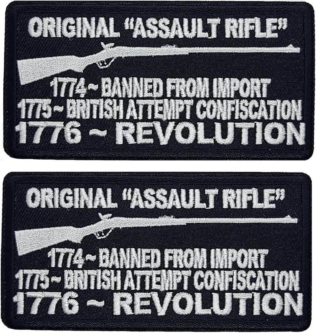 Original Assault Rifle 2nd Amendment 1776 Patch |2PC -IRON ON OR SEW 4"X2"