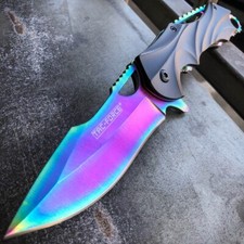 8" TAC-FORCE Blade Assisted Spring Open Blade Folding Pocket Knife RAINBOW NEW