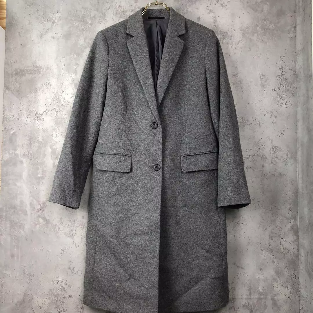 Uniqlo Wool Cashmere Chester Coat Women Size M Gray Charcoal eBay