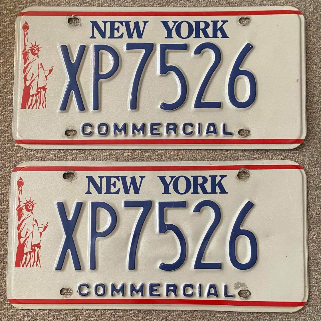 New York LIBERTY 1990's COMMERCIAL License Plate PAIR - XP7526 | eBay