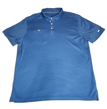 Nike Dri-Fit Mens Polo Shirt Size L Blue Button Pocket Short Sleeve