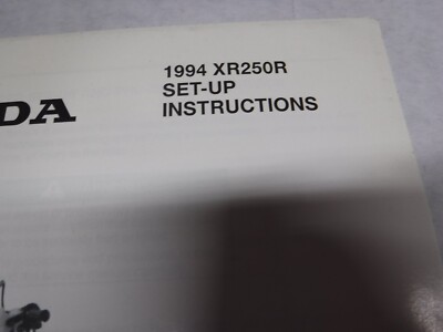 OEM 1994 94 HONDA XR250R XR 250 XR250 SET UP INSTRUCTION MANUAL Z8