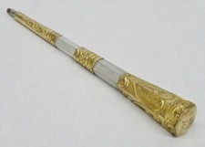 Antique Victorian Parasol Handle Mother Of Pearl Stamped Edmea 19th Century