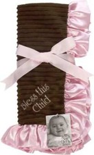 Sue Berk Designs Bless this Child Baby Girls Pink Blanket 28 x 28