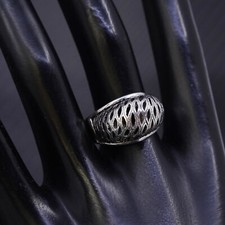 size 8, vintage Mexican Sterling silver handmade ring, 925 filigree band
