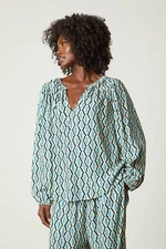 VELVET By Graham & Spencer Laura Printed Boho Top Blue M $189 F14