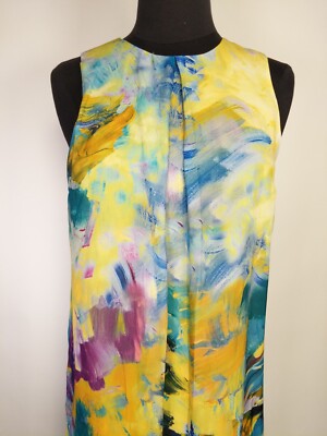 H&M Yellow Multicolor Paintbrush Stroke Print Sleeveless