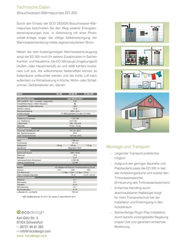 Ecodesign ED 300 WT Brauchwasser Wärmepumpe - inkl. 19% MwSt. - OVP - Bild 5 von 5