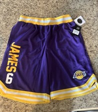 Los Angeles Lakers Athletic Basketball Shorts Lebron James #6 Mens Large Purple