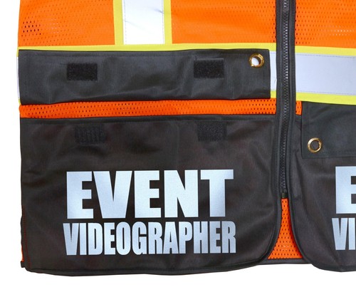 Event Videographer Survivor Safety Vest with Reflective logo front and back - Picture 5 of 38