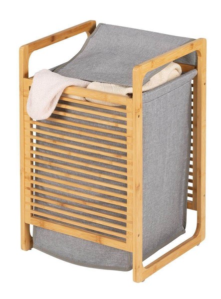 Wenko WäSche Truhe Bahari 43 L Bambus Korb Sammler Box Sack Mit Deckel Bad Wc-image