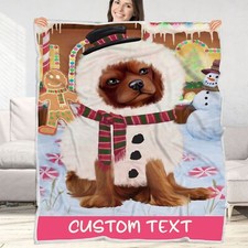 Cavalier King Charles Spaniel Dog Blanket Personalize Woven Sherpa Christmas NWT