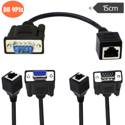 DB9 RS232 to RJ45 9Pin Port CAT5 CAT6 Ethernet LAN Extend Adapter
