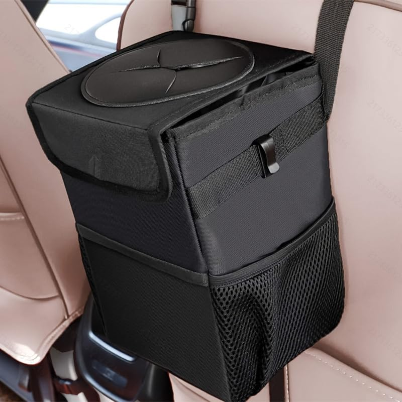 Car Trash Can with Lid, Waterproof 2-Gallon Leak-Proof Multi-Purpose Organizer