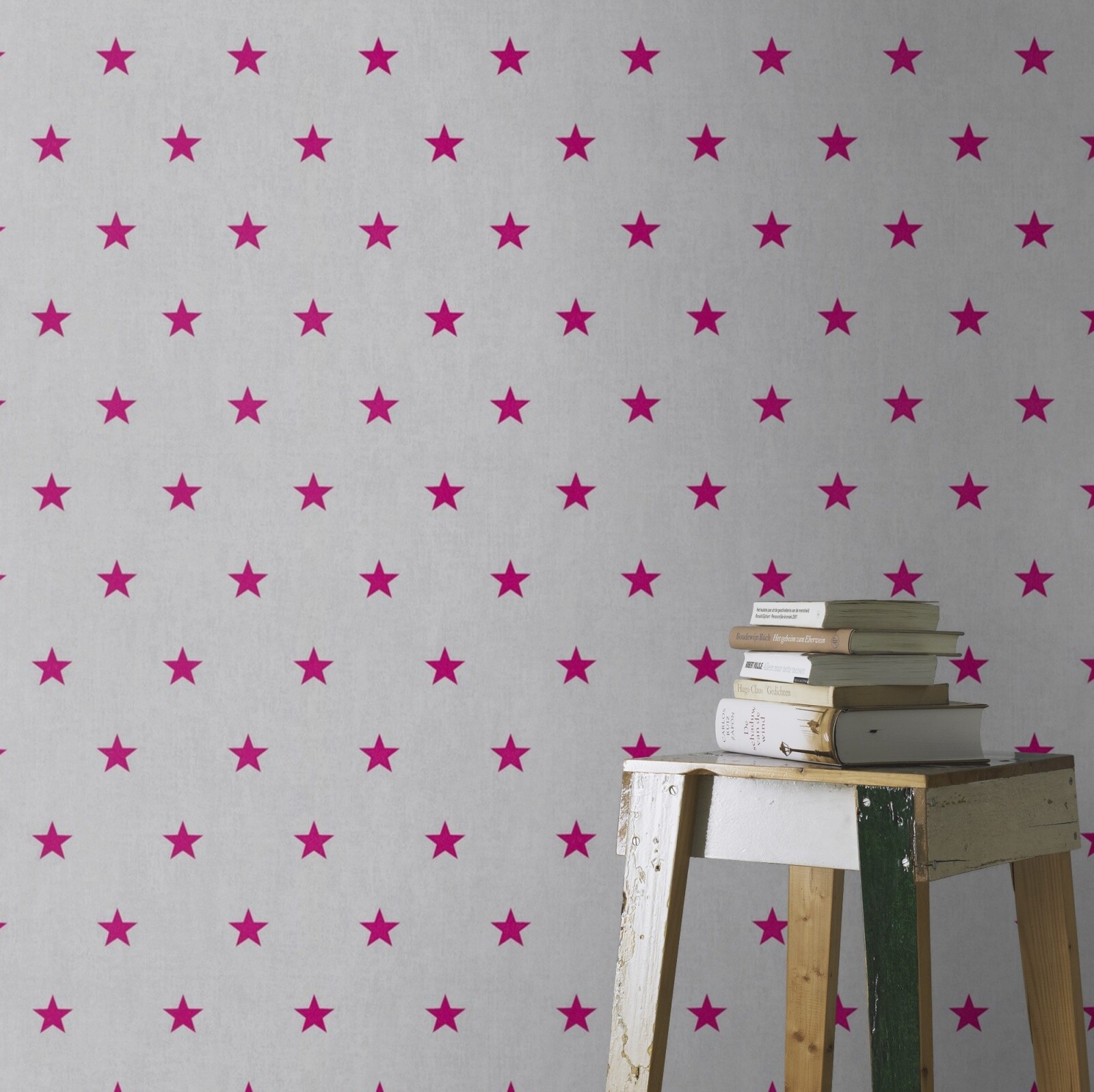 Rasch Light Grey Pink Stars Kids Children Bedroom Star Wallpaper Girls ...