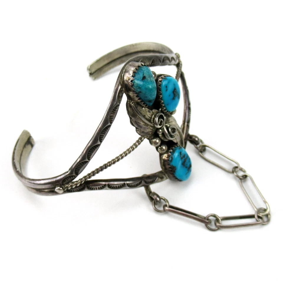 Hopi / Navajo Armreif 925 Sterling Silber Türkis Native American Silver Bracelet - Bild 3 von 4