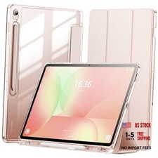 for Galaxy Tab S10 FE Plus Case 2025 13.1 Inch Slim Tri-fold Clear Rose Gold