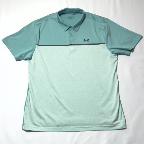 Under Armour Men's Play Off HeatGear Loose Fit Teal Polo XL Shirt Excellent - Picture 2 of 8