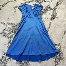 Tahari Dress Womens Size 4 River Blue V Neck Short Sleeve High Low Hem Formal