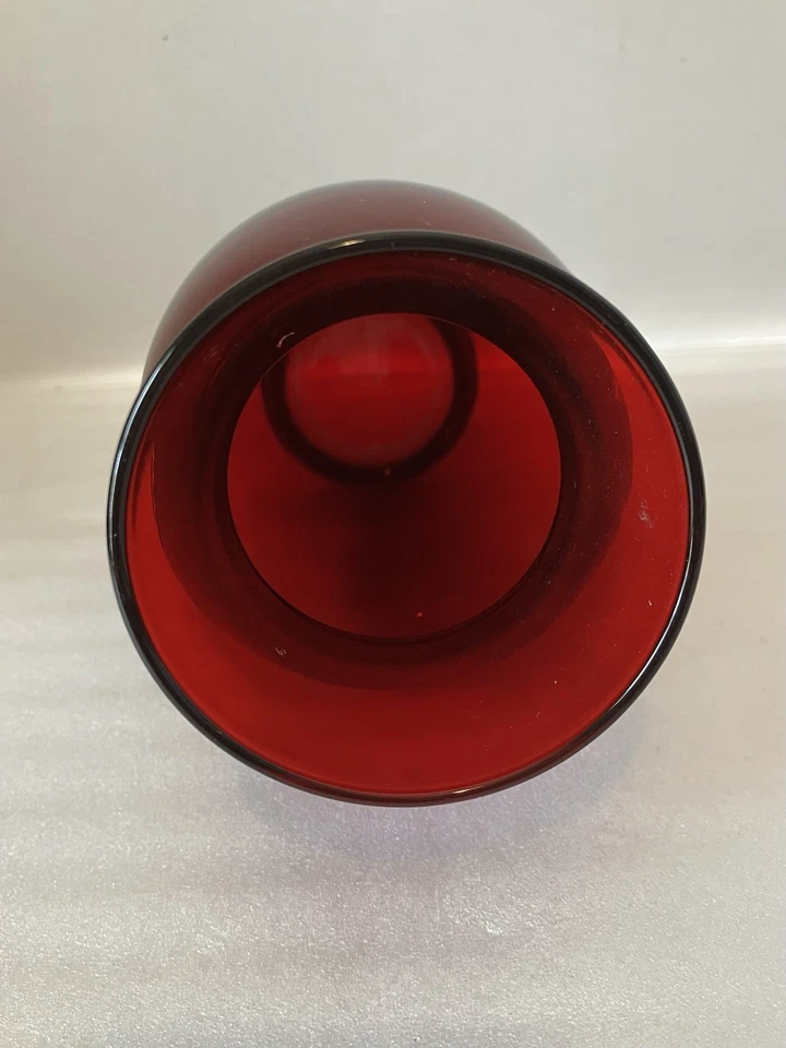 Vintage Royal Ruby Anchorglass Red Glass Flower Bud Vase 6.5" W/original Sticker - Image 4 of 4
