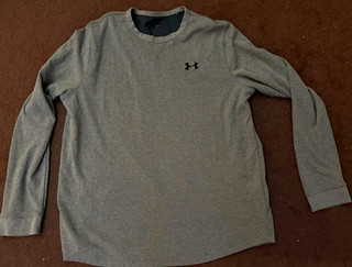 Gray Waffle Knit Under Armour Cold Gear Long Sleeve Men's XL Extra Large