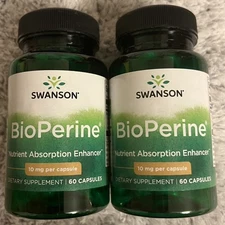 120 Caps Swanson BioPerine 10mg (95% Piperine) Nutrient Absorption Enhancer