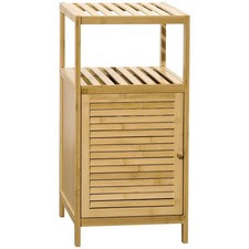 Mobiletto bagno in bamb� a doghe, 1 anta, 33x36.5x67 cm, legno naturale