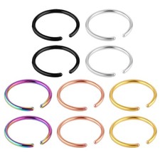 Tucnoeu 10pcs Fake Nose Ring Hoop, Stainless Steel Piercings, colorful