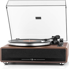 High Fidelity Belt Drive Turntable with Built-In Speakers, Vinyl Record Player 