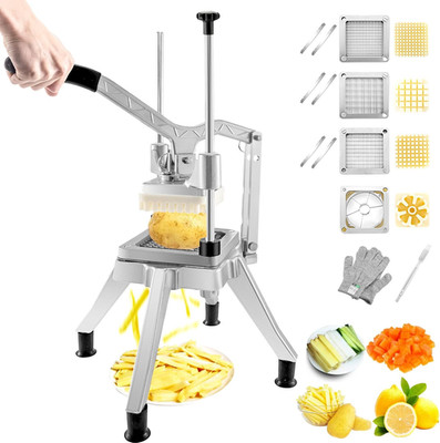 Commercial Vegetable Chopper W/ 4 Replacement Blades, Stainless Steel French Fry
