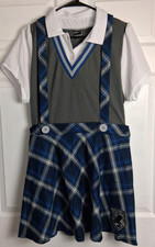 Harry Potter Ravenclaw Plaid Skirt Dress Size XL Overall Suspenders Academia